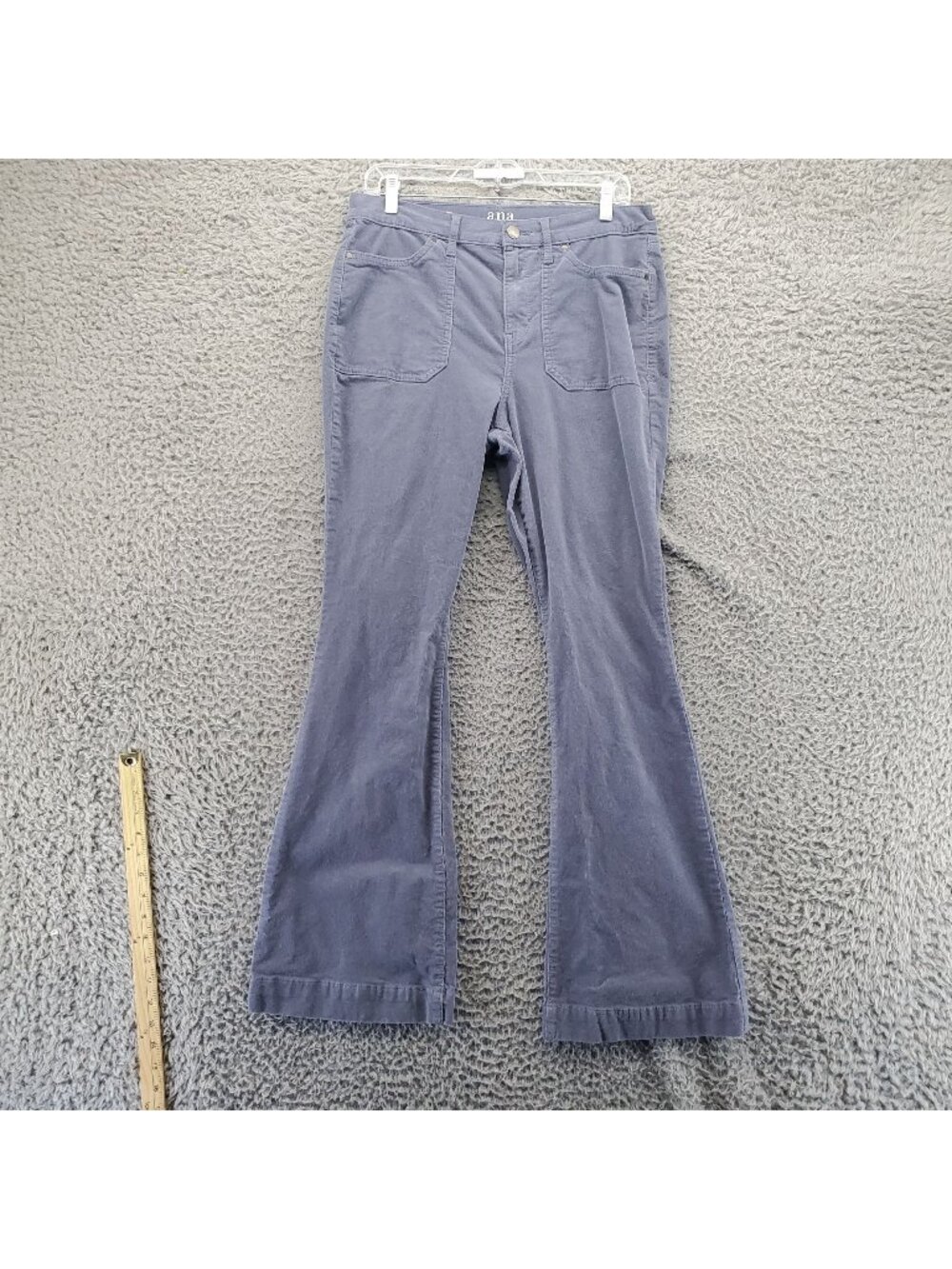 A.N.A Jeans Womens 10 Blue High-Rise Flare Corduroy Front Patch Pockets
